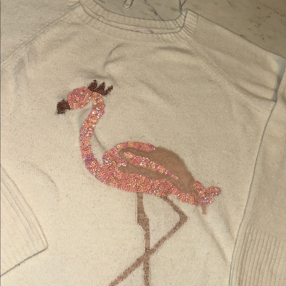 LC Lauren Conrad Cream Flamingo Sweater size large - Picture 2 of 7